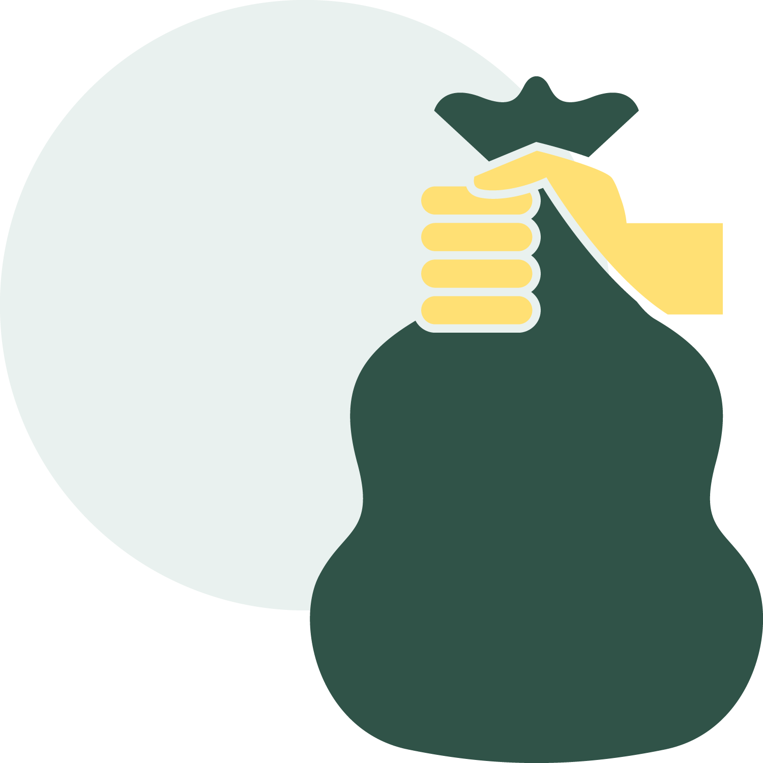 Holding a bag of trash